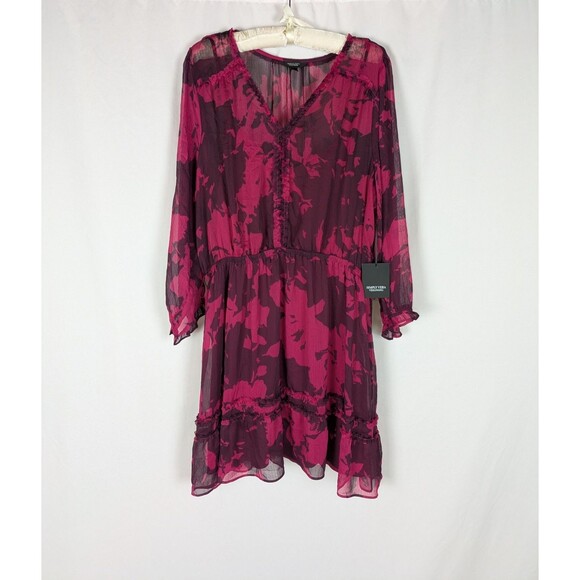 Simply Vera Vera Wang Dress XXL Women's Pink Vneck Ruffle A Line Slip Lining - Picture 2 of 9